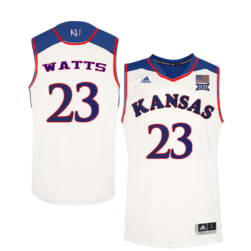 Men Kansas Jayhawks #23 Eboni Watts College Basketball Jerseys-White - Click Image to Close